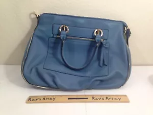 Dot Dash Blue Faux Leather Women's Purse Hand Bag (No Shoulder Strap) - Picture 1 of 6