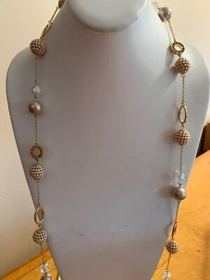"Collar estación de perlas de imitación y bolas de fuego Carolee 37"" S176 $75" Foto 1 de 4