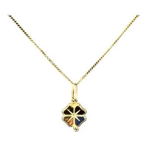 9ct 9K Yellow Gold Irish Shamrock 4 Leaf Clover Charm Pendant 0.64 Grams. New - Picture 1 of 7