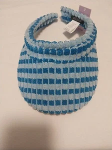 Wild Fable 80's Blue Striped Polyester Terry Cloth Sun Visor  Women's One Size  - Picture 1 of 3