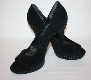 Sexy Black Nine West Suede studded Size 10 4 inch Heels  - Picture 1 of 11