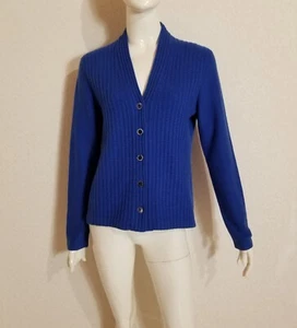 Habsburg feminine kuschelig weiche Kaschmir Strickjacke Zopfmuster Königsblau - Bild 1 von 15