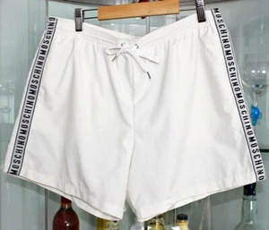 Moschino White Swim Trunks w/ MOSCHINO Signs on both sides sz L $280 Italy - Picture 1 of 10