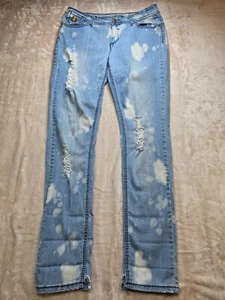 Dereon Jeans donna 9/10 elasticizzato strass ricamato borchie blu - Foto 1 di 11