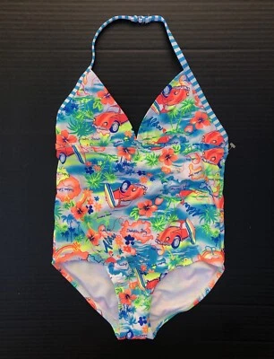Traje de baño Op Girls grande 10/12 Hula Bay de una pieza flamenco VW Beach Island mapa Foto 1 de 4