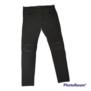KAYDEN.K Men's Skinny Fit black zip leg Distressed jeans Sz. 34
