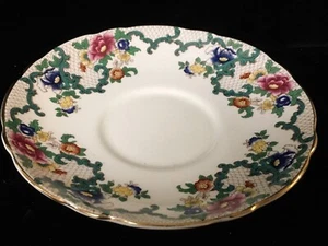 Royal Cauldon Victoria China - 4 Cream Soup Saucers 6 3/4" /Gold Trim / England - Picture 1 of 3