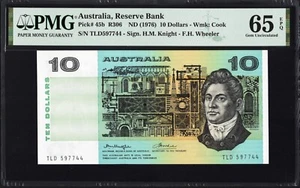 Australia 10 TEN Dollars P45b R306 1976 Knight Wheeler PMG65 Gem UNC EPQ RARE - Picture 1 of 2