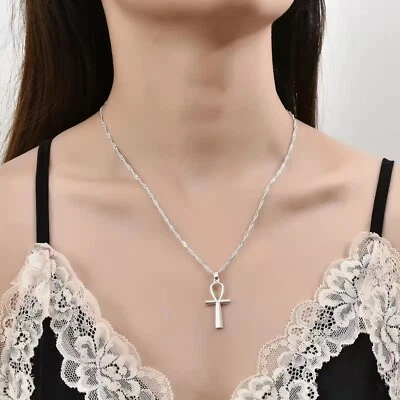 Moda Mujeres Cadena Joyería Collar Vintage Creativo Ankh Cruz Colgante 1436 Foto 1 de 4