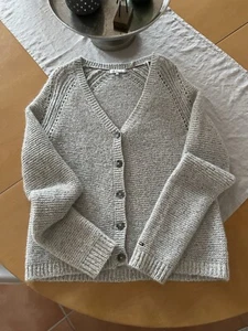 Tommy Hilfiger Strickjacke m. Mohair Neuwertig Gr L grau meliert - Bild 1 von 8