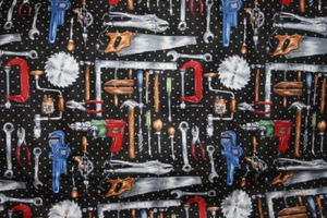 TOOLS ON BLACK PEGBOARD FROM TIMELESS TREASURES  - 100% COTTON FABRIC - Picture 1 of 5