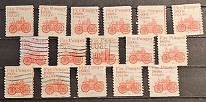 US Stamp Sc1908 20c Fire Pumper PNC5s, Set of 16, Used F/VF CV$27.10 (504SP45) - Picture 1 of 4