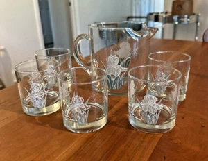 VTG Westmoreland Etched Glass Cocktail Set – Iris Pattern 6 pc. - Picture 1 of 8