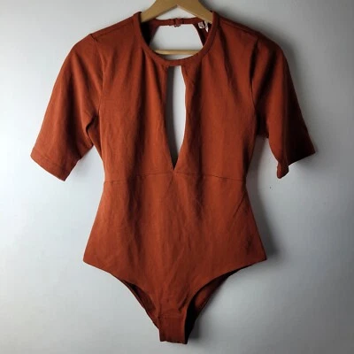 Out From Under Women Size L Brown Stretch Bodysuit Smart Casual Winter Party - Image 1 of 4
