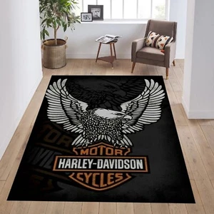 harley rug, biker rug, biker gift, motorcycle area rug - Picture 1 of 9