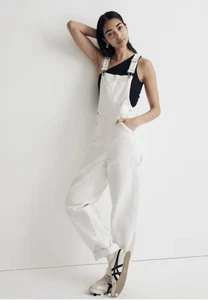 MADEWELL Salopette jeans denim gamba dritta donna taglia SMALL bianco A-1 - Foto 1 di 13