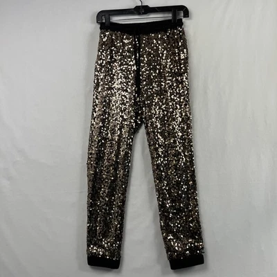 Pantalones Jogger Forever 21 Pequeños Dorado Negro Lentejuelas Fiesta Club Cordón Nuevos Foto 1 de 4