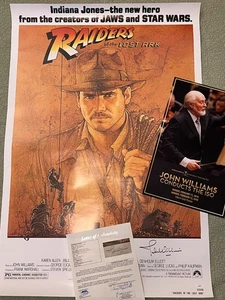 Seltenes RAIDERS OF THE LOST ARK Filmplakat 27x40 SIGNIERT von John Williams mit JSA + - Bild 1 von 23