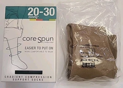 Core-Spun COMPRESSION SOCKS by Therafirm  ~ Medium Khaki #18522 In Original Box - Image 1 of 4