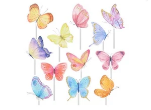 Cupcake Topper Rosa Púrpura Dorado, Mariposas 3D Vivas para Decoración de Pasteles T6 - Imagen 1 de 4