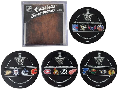 2015 Stanley Cup Playoffs Participantes Posavasos Conjunto de 4 Discos de Hockey Estilo Foto 1 de 4