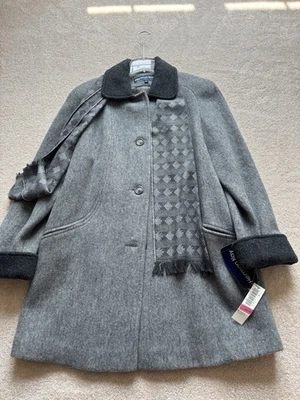Women’s Wool Blend Herman Kay Trench Coat Women’s Size 8 Gray New Tags - Image 1 of 4