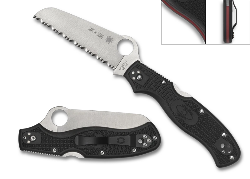 Spyderco Knives 'Thin Red Line' Rescue 3 C14FSBKRD3 Stainless Pocket Knife - Image 1 of 1