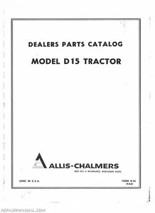 Allis Chalmers D15 Parts Manual - Picture 1 of 1