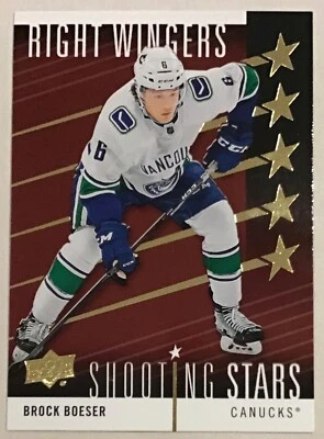 2019-20 BROCK BOESER UPPER DECK SERIES 1 SHOOTING STARS RED INSERT #SSR-3 CANUCK - Image 1 of 2