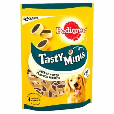 Pedigree Tasty Minis Chewy Cubes Crunchy Pocket Dog Treats Cheese Chicken Beef - Image 1 of 3