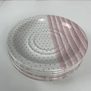 Platillos retirados Churchill Inglaterra tonos rosa lunares 6" platillos lote de 6 tés - Imagen 1 de 11
