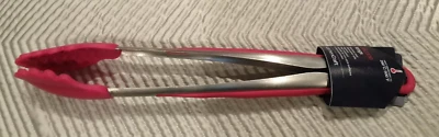 Kitchen Craft Colour Works 30cm Stainless steel/Silicone Kitchen tongs pink - Image 1 of 2