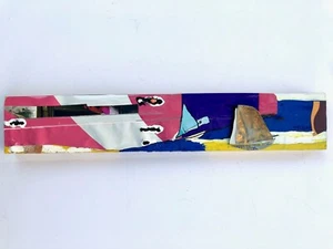 SEA SERIES 13 Pink White Boat Ocean Seascape Collage Painting Steven Tannenbaum - Picture 1 of 12
