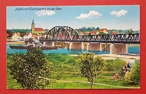 AK TSCHICHERTZIG Odereck 1927 Brücke mit Dampfer Schiff ( 32563 - Bild 1 von 2