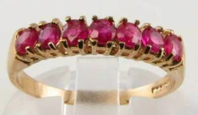 ANILLO BANDA APILADORA ART DECO ETERNIDAD RUBÍ INDIO ORO 9CT 9K CAMBIO DE TAMAÑO GRATUITO  Foto 1 de 4