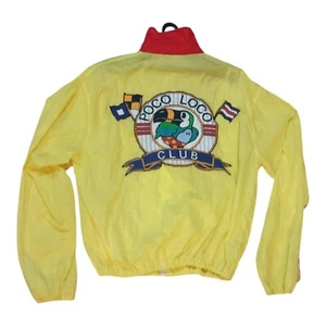 VINTAGE POCO LOCO CLUB WINDBREAKER JACKET YELLOW PARROT BACK PATCH - Picture 1 of 12