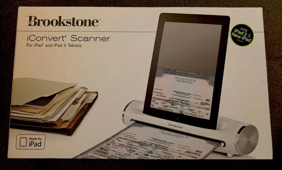 Brookstone iConvert Portable Scanner Dock For iPad NEW In Box - Image 1 of 4