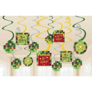 TNT Party Spiral Swirls Hanging Decorations 12pk Boys Party Backdrop Background - Picture 1 of 1