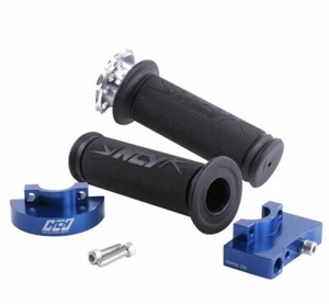 NCY THROTTLE & GRIP SET (BEARING STYLE, 7/8") Metallic Blue - Picture 1 of 2