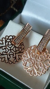 Orecchini vintage anni 90-90 in oro laminato 14 ct zirconi - marcati 585 RG - Foto 1 di 9