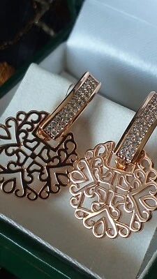 Orecchini vintage anni 90-90 in oro laminato 14 ct zirconi - marcati 585 RG - Immagine 1 di 4