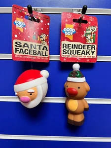 Set of two Dog Christmas Toys Santa & Reindeer Good Boy Squeaky - Picture 1 of 1