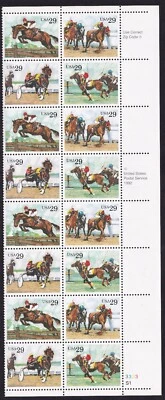 Scott #2759a (2756-59) Sporting Horses Plate Block of 16 Stamps - MNH - Image 1 of 2