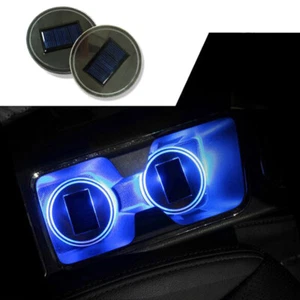 2pcs Car Interior LED Solar Cup Pad Lights LED coaster Lamp Trim Decoration - Foto 1 di 12