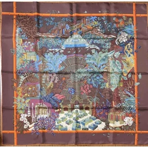 Hermes Scarf JARDINS d'Hiver 90 cm silk Carre winter garden - Picture 1 of 2
