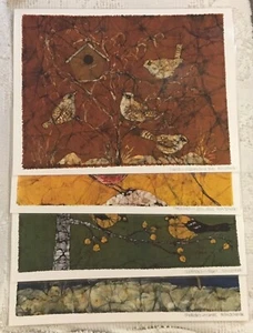 Songbirds in Batik Laminated Dinner Mats Nedra Schneider Artist Set of 4 - Picture 1 of 12