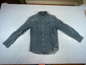 American Eagle Shirt Men's Small Denim white Pearl Snap Western Vintage Fit -921 - Picture 1 of 4