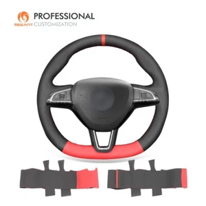 MEWANT Suede Steering Wheel Cover for Skoda Octavia Fabia Kodiaq Citigo Scala - Imagen 1 de 10