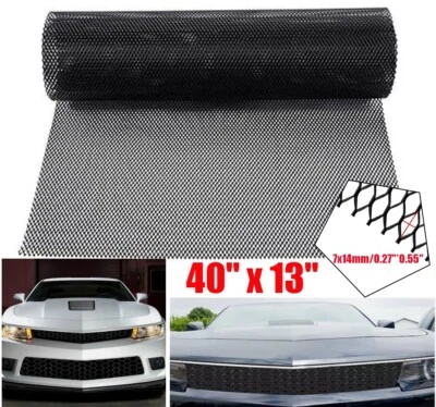 Rejilla delantera negra para automóvil 40x13 pulgadas malla hoja aluminio parrilla automática universal EE. UU. Foto 1 de 4