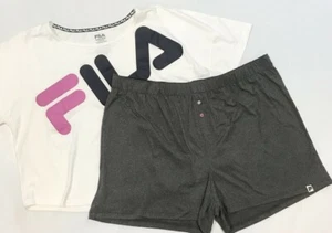 Fila Lounge Set Plus Size Knit Women's Pajamas Comfort Top & Shorts 2X - Picture 1 of 4